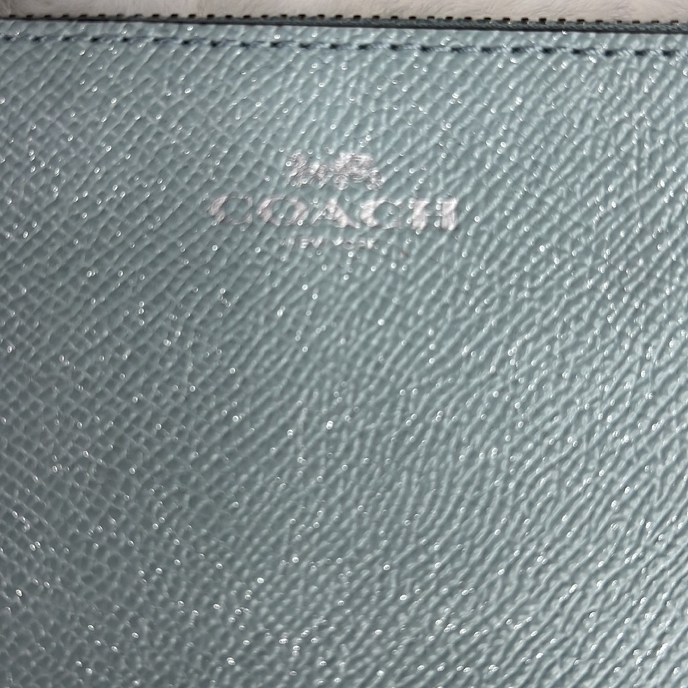 Coach LEATHER WRISTLET IN sparkly blue 6”x4” NWOT - Picture 3 of 6